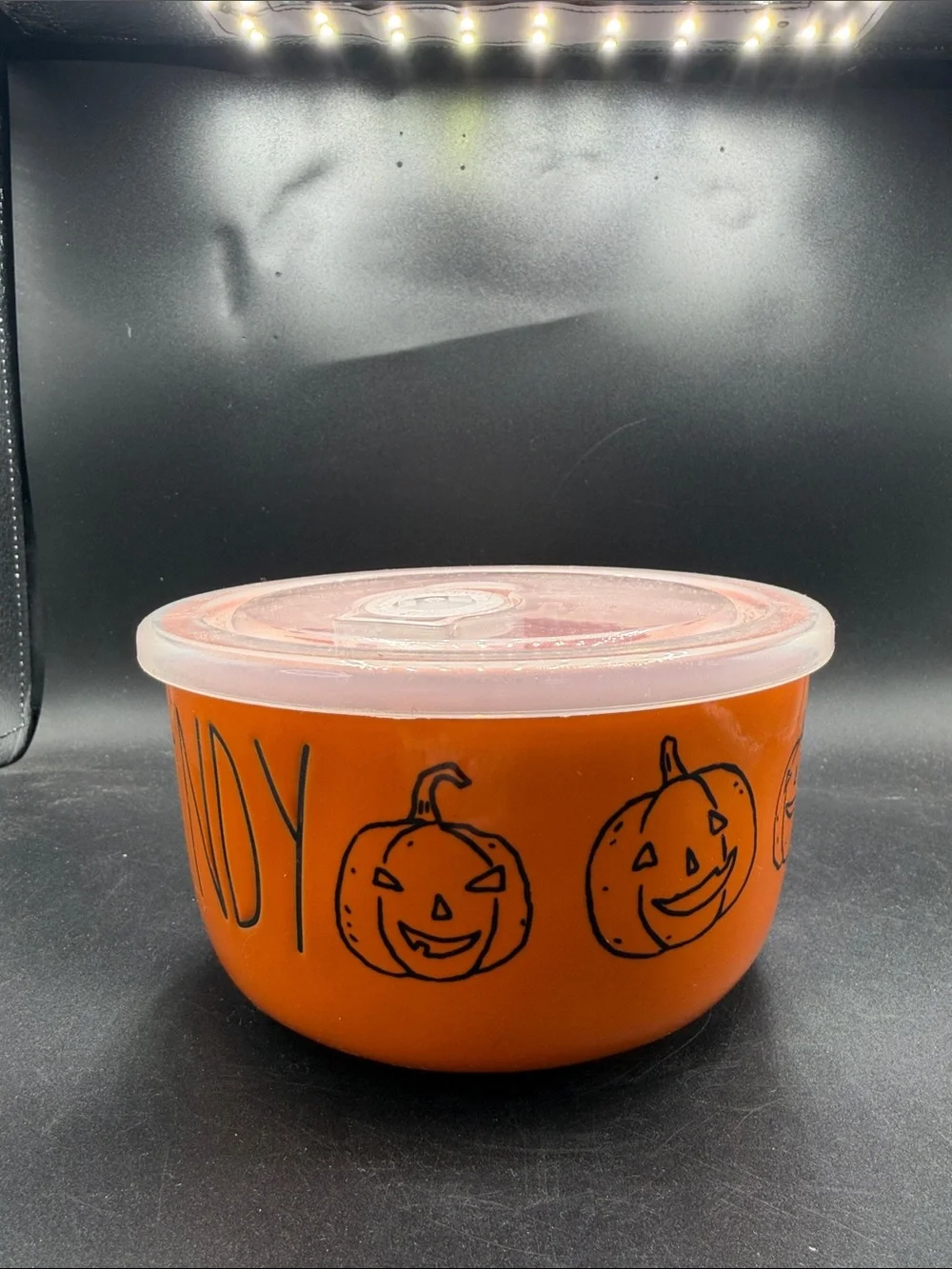 Rae Dunn Halloween Candy Bowl with Lid - Orange